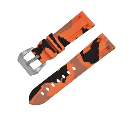 SpaRcz Uhrenarmband, Camouflage-Gummi-Uhrenarmband mit Nadelschließe, 20-26mm, Farbe 21, 22mm