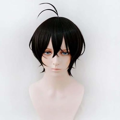 WCCNKK Anime Cosplay Perücke, Infinite Skater Chinen Miya Perücke, Kurze Schwarze Haare, Mit Perückenkappe, Für Party Alltag Halloween Perücke, Anime-Geschenk