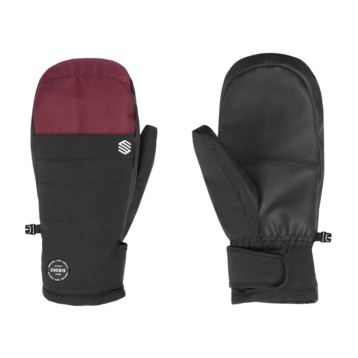 SIROKO Thermische Fäustlinge Skifahren und Schnee Pitztal Maroon Schwarz Mann und Frau, Schwarz/bordeauxrot, Small