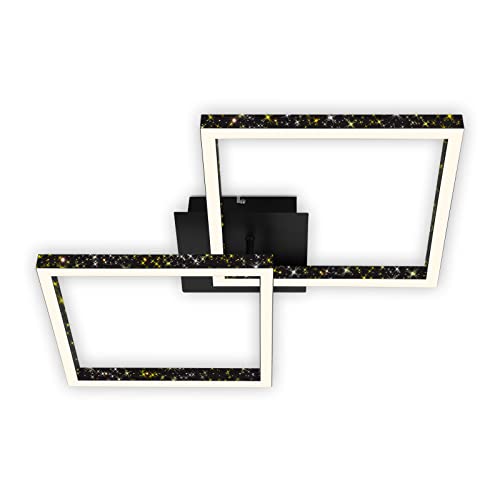 Briloner Leuchten - LED Deckenleuchte mit Glitzereffekt, LED Deckenlampe Dimmbar, Schwenkbar Warmweißes Licht, LED Frame, Schwarz