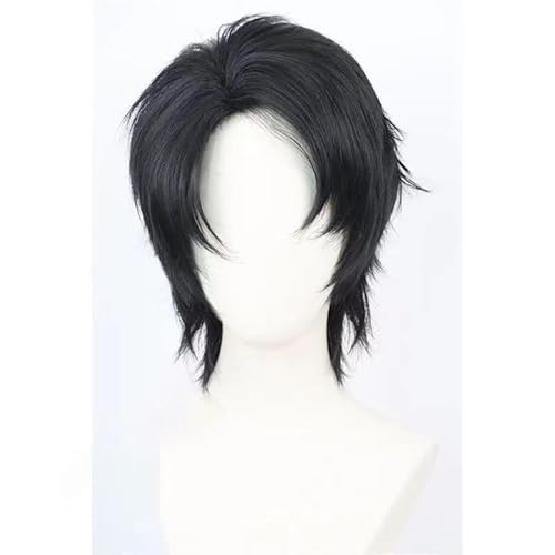 WCCNKK Anime Cosplay Perücke, Jujutsu Kaisen Okkotsu Yuta Perücke, Kurze Schwarze Haare, Mit Kostenloser Perückenkappe, Für Party Alltag Halloween Perücke Cosplay, Anime-Geschenk