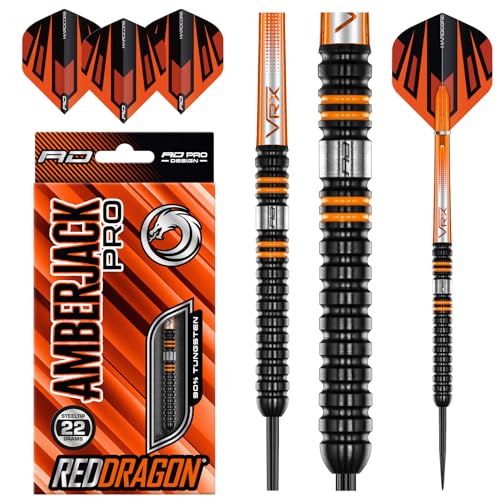 RED DRAGON Amberjack Pro 1 22 Gramm Premium Tungsten Darts Set mit Flights und Stielen