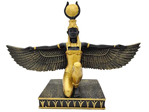 Uziqueif Skulptur Statue Isis, Ägyptische Göttin,Kniend, Dekorativ, Handbemalt, Ägyptische Göttin des Lebens Und Magische Skulptur Mit Farbigen Akzenten, Sammlerstück Alte Ägypten Figur,32cm