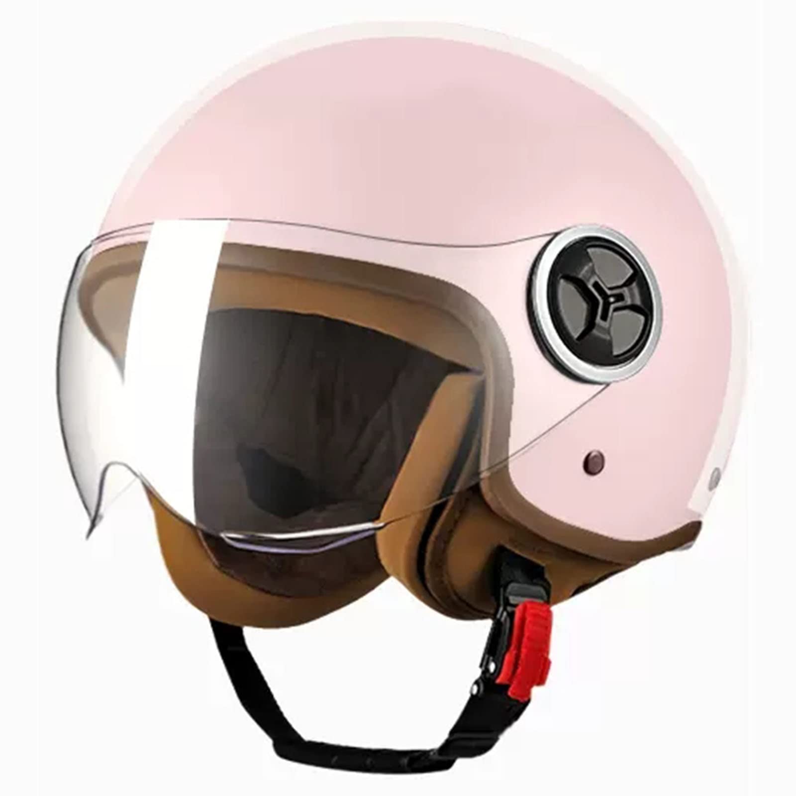 KEFFOR Vintage Motorrad 3/4 Helm DOT/ECE-Zugelassen, Halbhelme Mit Visier, Motorrad Open Face Helme, Motorradhelm, Jethelme Herren Damen, Scooter Moped Helme (Color : A, Size : (55-60CM))