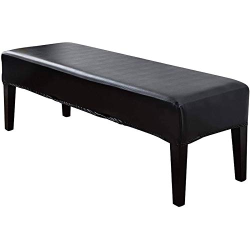 JHLD PU Universal-Bezug Für Esszimmer-Bank, Stretch Dining Bench Cover Für Esszimmer Elastische Bezug Für Esszimmerstuhl Wasserdicht Stuhlhussen Für Wohnzimmer-schwarz-Groß