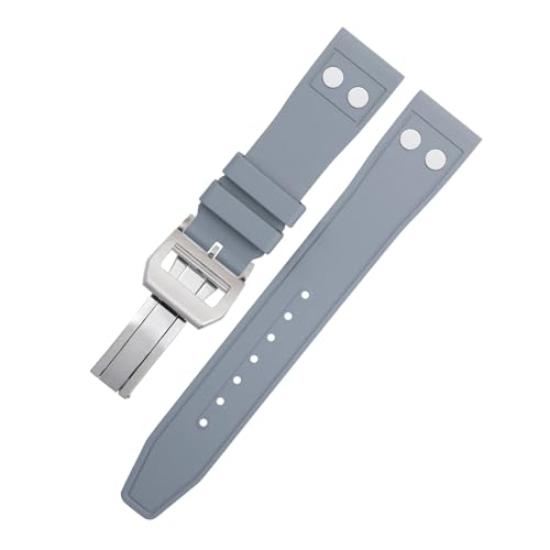 IOTUP Uhrenarmband für IWC Big Pilot Mark Portugieser, 22 mm, Fluorkautschuk mit Nieten, weiches Armband, 20 mm, Achat