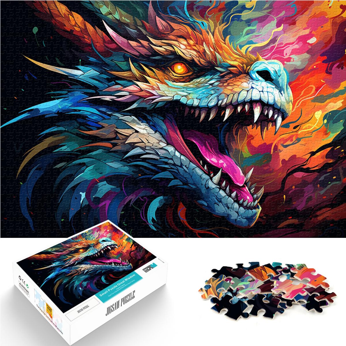 Puzzles zum Zeichnen von Drachen Puzzles 1000 Teile Holzpuzzles Spielzeug Puzzles Lernspiele Stressabbau Puzzles 1000 Stück (50x75cm)