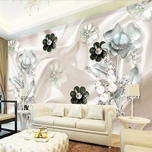 XLMING Abstrakte Luxus Hellen Perlenschmuck Blume Bilder Küche Esszimmer Arbeitszimmer Wohnzimmer TV Hintergrund Wand 3D Tapete-200cm×140cm