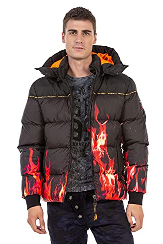 Cipo & Baxx Herren Jacke Steppjacke Winterjacke Bubble Kapuze CM181 Schwarz S