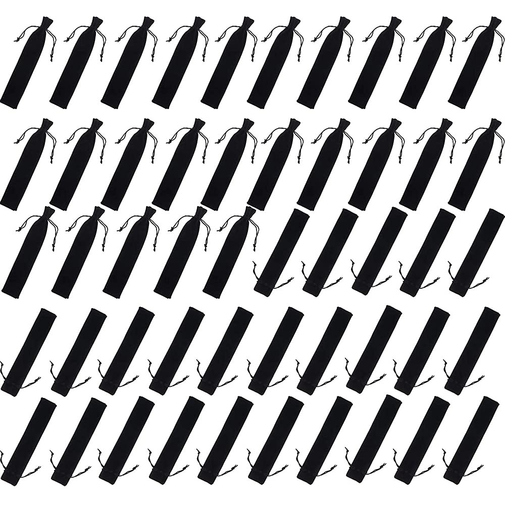 Naugan 100Pcs Samt Stift Beutel Schwarz Kordelzug Tasche Single Pen Halter Verpackung Sleeve für Schule Büro Business Geschenk