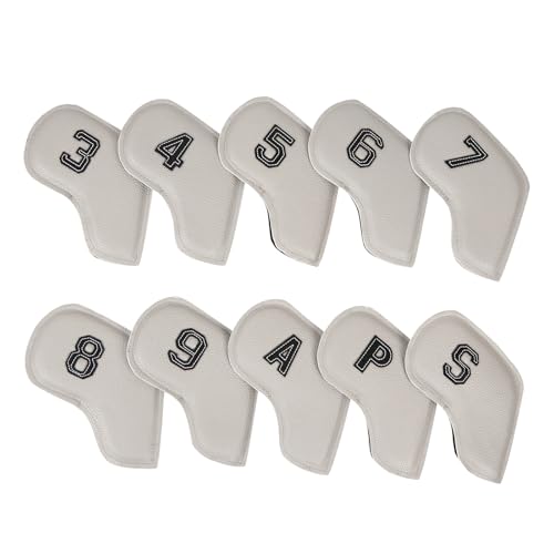 JTQYFI 10Pcs Imprägniert Golfplätze Eisen Kopf Abdeckung PU Leder Golfplätze Headcover Schutzhülle Stange Kopf Fällen Golfplätze Zubehör