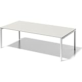 BISLEY Cito Chefarbeitsplatz/Konferenztisch, 740 mm höhenfixes U-Gestell, Metall, Gw396 Dekor Grauweiß, Gestell Verkehrsweiß, 120 x 240 x 85 cm