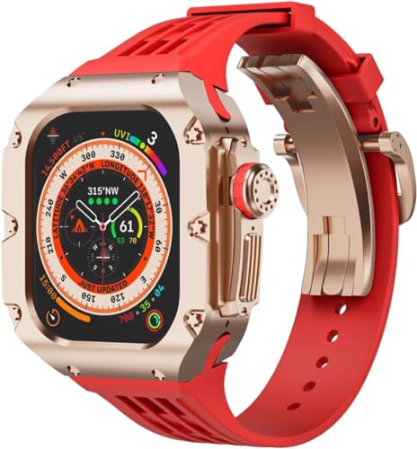 NEYENS 49 mm Titanlegierung, Uhrengehäuse, Gummiband, für Apple Watch Ultra 2 Serie, Ersatzteil, Sportarmbänder, Uhrengehäuse, Metallkrone, Mod-Kit, Zubehör, 49 mm, Achat