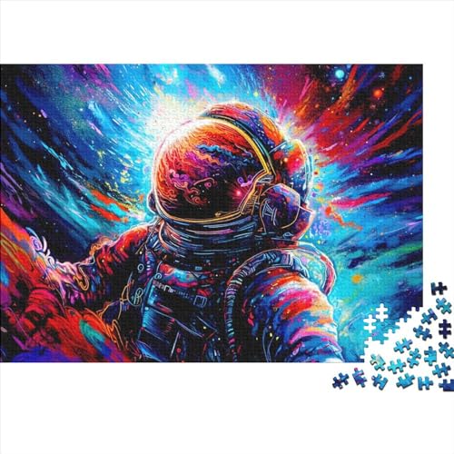 Buntes Astronauten-Holzpuzzle für Teenager, Geschenke 500 Teile für Erwachsene, schwierige Puzzles, pädagogisches Stressabbau-Spielzeugpuzzle (Größe 52x38cm)