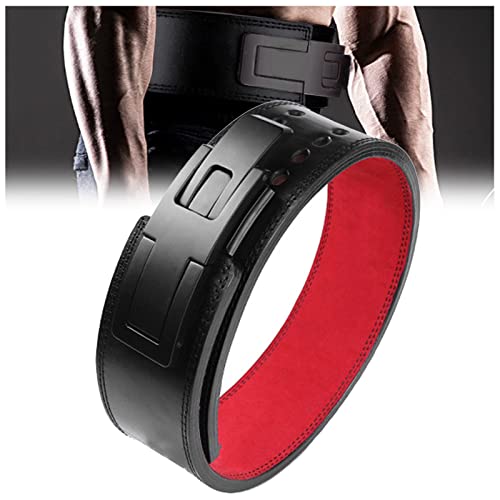 REOTEL 4" Gewichthebergürtel aus Leder - 13mm Gewichthebergürtel Leder - Powerlifting Gürtel für Bodybuilding, Krafttraining, Gewichtheben - Leather Weightlifting Belt,Black red,L(90‐105cm)