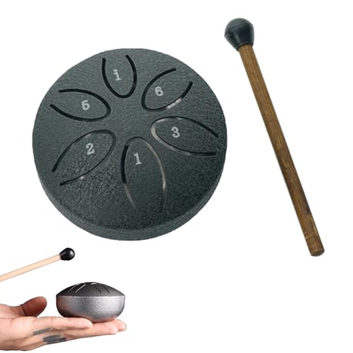 Buddha Stones Mini-Stahlzungentrommel, 6-Noten-Sorglos-Trommel, 3-Zoll-Sound-Heiltrommel-Set, Mini-Handpan-Trommel, Mini-Stahltrommel, Schlaginstrument for Meditation, Yoga, Chakra-Zungentrommel (Col