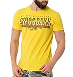 Cipo & Baxx Herren Kurzarm Strasssteine T-Shirt Print Rundhals Baumwolle CT731 Gelb L