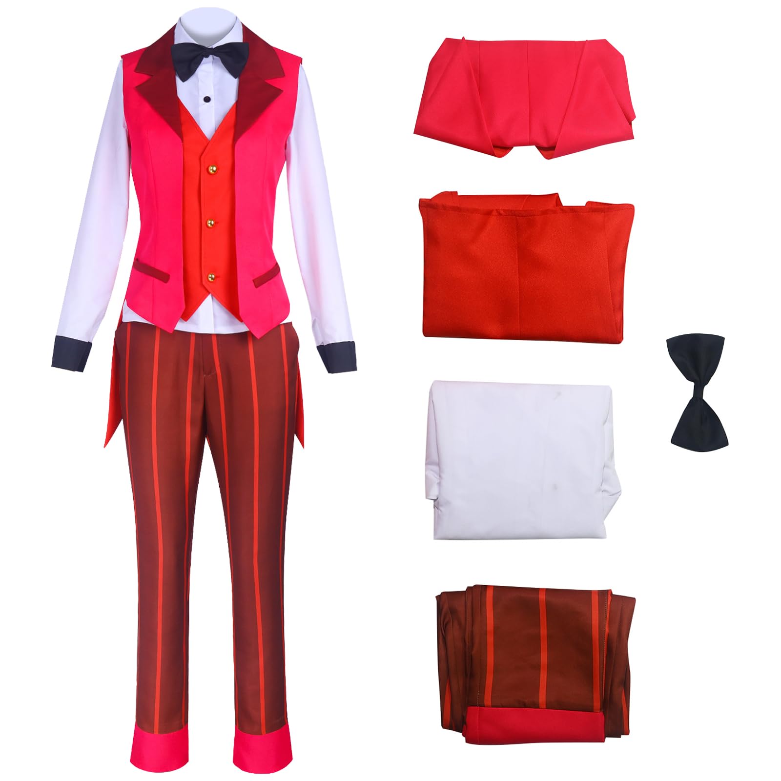 AYYOHON Elizabeth Cosplay-Kostüm Hazbin Elizabeth Uniformjacke, Weste, Hemd, Hose, Set mit Fliege, Halloween-Party-Outfit, Größe L