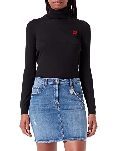 Love Moschino Damen Turtleneck With Patch Pocket top, Schwarz, 40 EU