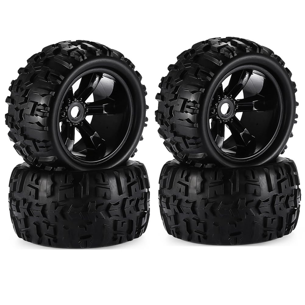 4 Teile/Paket 1/8 Skala 17mm Hex RC LKW Reifen und Räder Set Geklebt for Traxxas for Maxx for E-Revo for Revo 3,3, for JLB Cheetah Monster (Color : 8483 Tire)