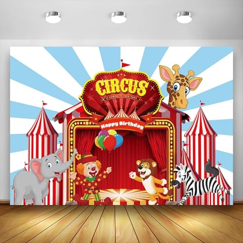 Baby Junge Zirkus Party Hintergrund Karneval Geburtstagsfeier Wanddekoration Fotoanruf Foto Hintergrund Vinyl Cust Name Produkt 240X180cm