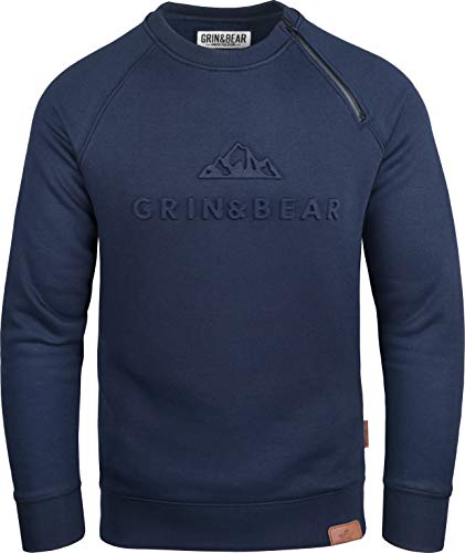 Grin&Bear Herren Crew Neck mit gestempeltem Design Logo Navy XL GEC548