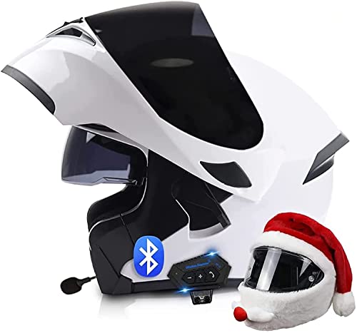 Integrierter Bluetooth-Helm Klapphelme Modularer Helm Integralhelm Motorradhelm,ECE/DOT-zertifizierter Moped-Motorcross-Elektrorollerhelm Mit Doppelvisier,für Damen Herren