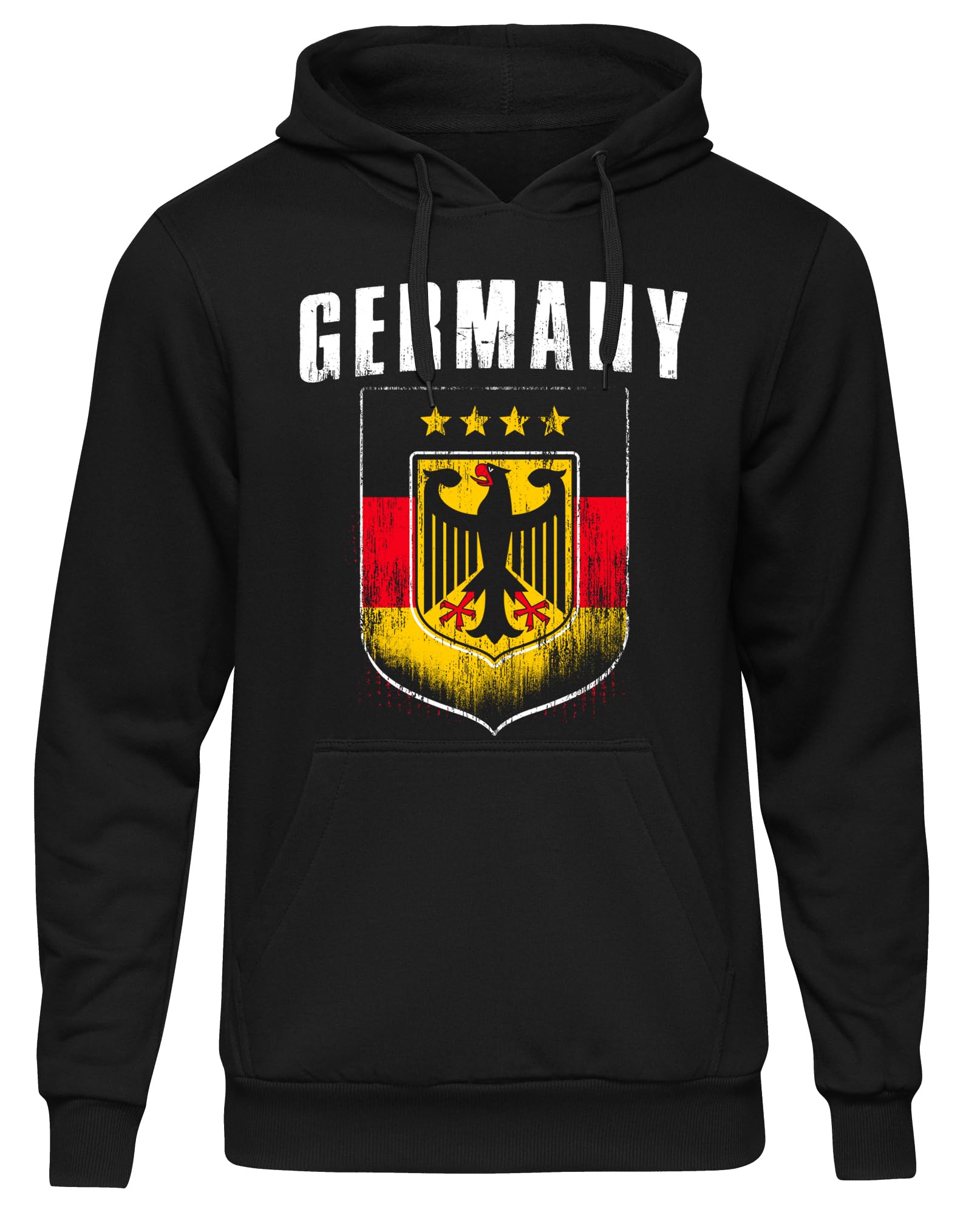 UGLYSHIRT Deutschland Herren Kapuzenpullover | Deutschland Trikot Fanartikel Fussball EM WM Deutschland Flagge Germany Hoodie Deutschland Pullover | M5 Schwarz (L)