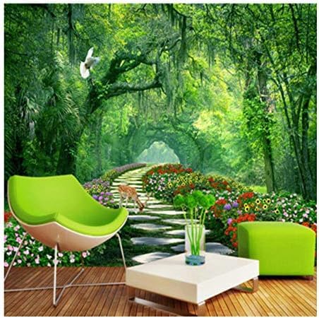 XLMING Blume Natur Landschaft Grün Wald Baum 3D Tapeten Home Esszimmer Sofa Schlafzimmer Wohnzimmer TV Hintergrund-150cm×105cm