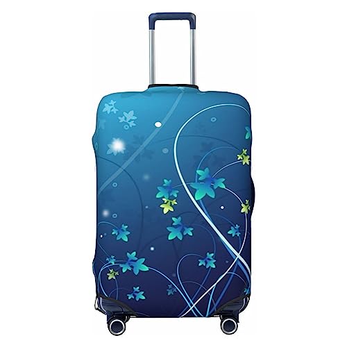 Reisegepäckabdeckung, Motiv: Mini-Blume, strapazierfähig, passend für 45,7 - 81,3 cm große Gepäckstücke, Blau, Schwarz, Small