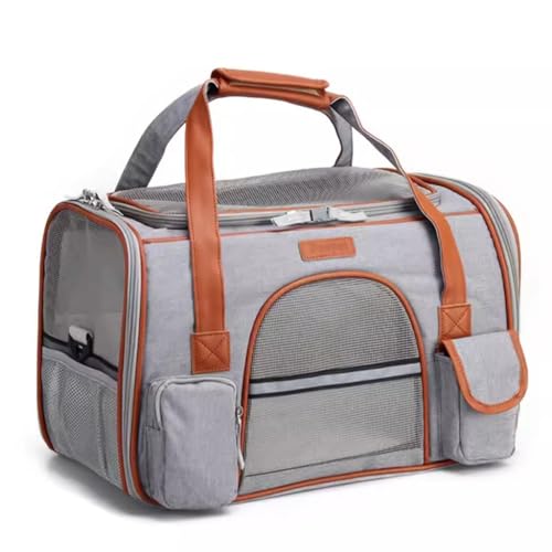 Pet Carrier, Cat Carrier, Dog Travel Carrier,Cat Soft-Sided (Color : Light Gray, S : 48 * 27 * 30cm)