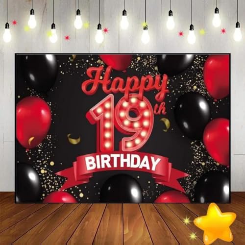 Alles Gute zum 19. Geburtstag Hintergrund Dekoration Foto Golden geboren Fotografie Requisiten Prinz Party Smash Kuchen Roter Junge Süß 350x230cm