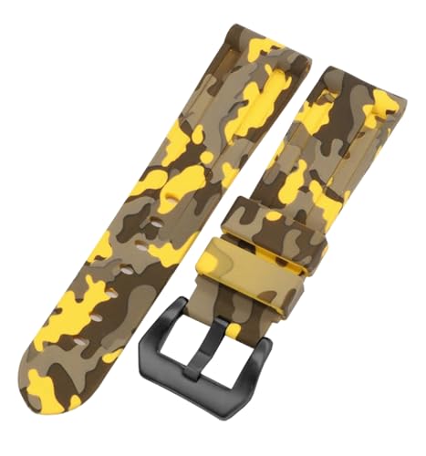 SpaRcz Uhrenarmband aus Gummi, wasserdicht, Camouflage-Gummi, Uhrenkette 22-26mm, Farbe 8, 22mm