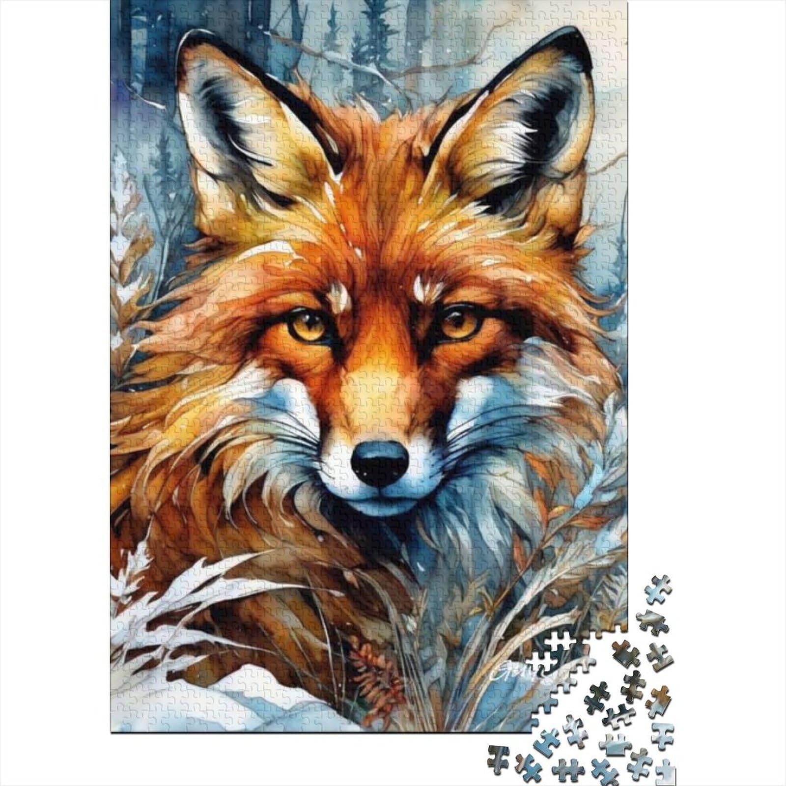 Puzzle für Erwachsene, Tierfuchs, Puzzle für Erwachsene, 500 Teile, Holzpuzzle für Erwachsene und Jugendliche ab 12 Jahren, Lernspiele für Erwachsene, Größe: 52 x 38 cm