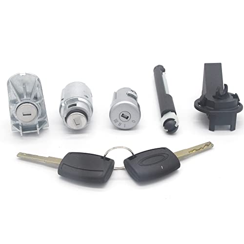 VLZUNO Kompletter Schlosssatz, Zündschloss, Türschloss, for Ford, for Focus, MK2 II 2004–2012 C-MAX KUGA Autotür-Schließzylinder(Lock Set)