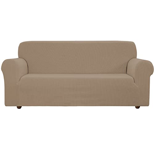 E EBETA Elastisch Sofa Überwürfe Sofabezug, Stretch Sofahusse Sofa Abdeckung Hussen für Sofa, Couch, Sessel 3 Sitzer (Sand, 185-235 cm)