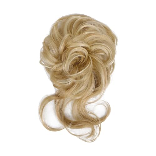 Haarteil Haarperücke, hochelastisches Gummiband, pflegeleicht, rutschfest, atmungsaktiv, natürlicher Look, hitzebeständig, Chignon-Perücke for Partys Haarverlängerung(Golden)