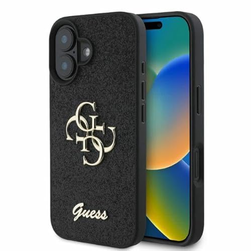 CG Mobile Guess GUHCP16SHG4SGK Hülle für iPhone 16 6.1" Schwarz hardcase Fixed Glitter Big 4G