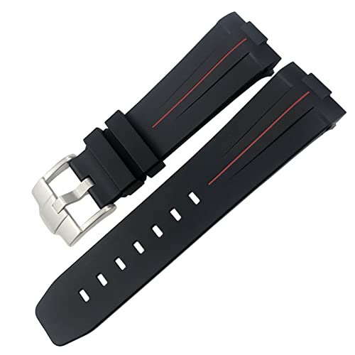 OPKDE Gummi-Uhrenarmband, 23 mm, 22 mm, 24 mm, Uhrenarmband für Tudor Heritage Black Bay Bronze Pelagos Schwarz Rot, wasserdichte Sportarmbänder, 22mm Black buckle, Achat