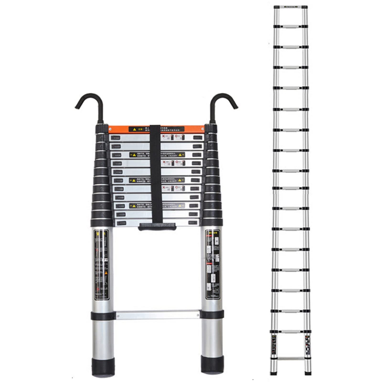 RASOANOA Teleskopleitern Mehrzweck-Ausziehleiter Teleskopleiter 20ft / 18,4ft / 17ft / 16,4ft Aluminium-Teleskopleiter, Hochleistungs-Klapp-Teleskop-Ausziehleitern mit Haken für Ambitious