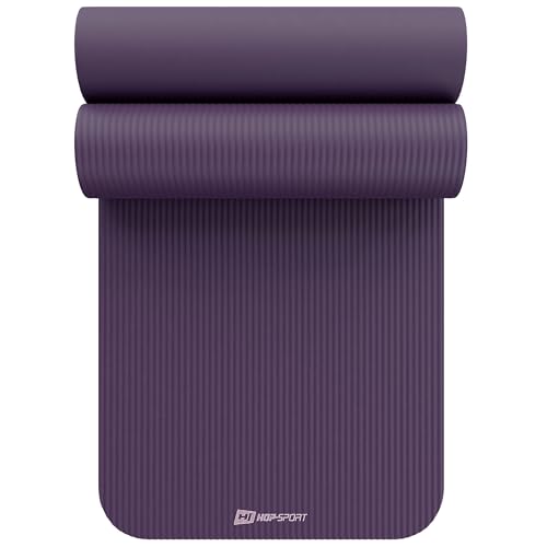 Hop-Sport Gymnastikmatte 190 x 60 cm x 1,5 cm, Sportmatte - gelenkschonend & rutschfest, Fitnessmatte aus NBR-Schaumstoff + Tragegurt- EGGPLANT