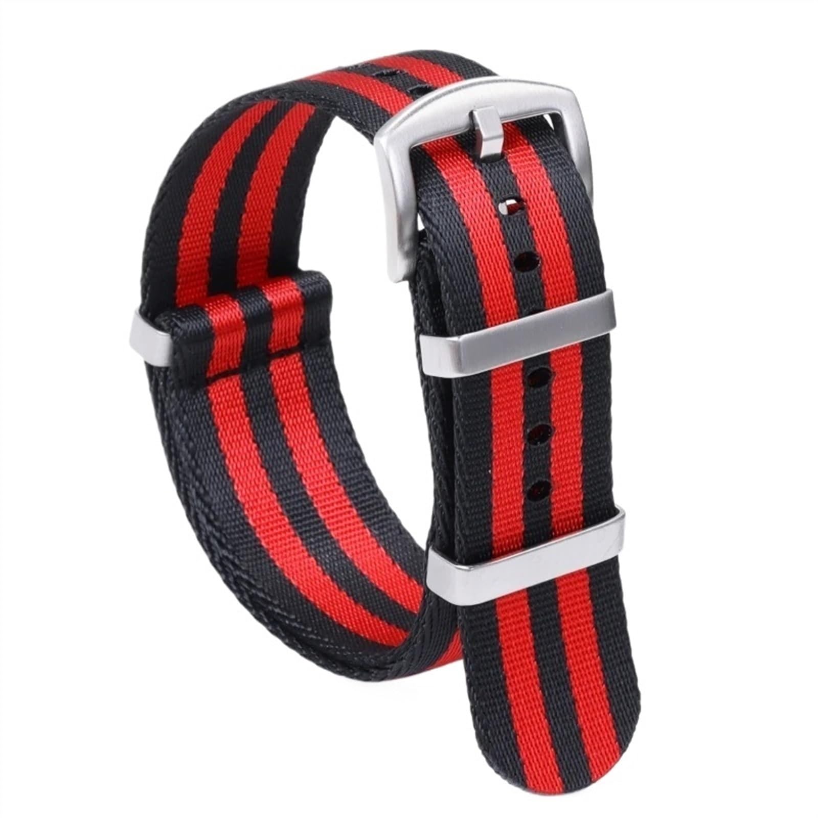 THBGTCNQ 18 mm, 20 mm, 22 mm, Nylon-Uhrenarmband for traditionelle Uhren, sportliches wasserdichtes Armband, Schnellwechsel-Uhrenzubehör(Red Black,20mm)