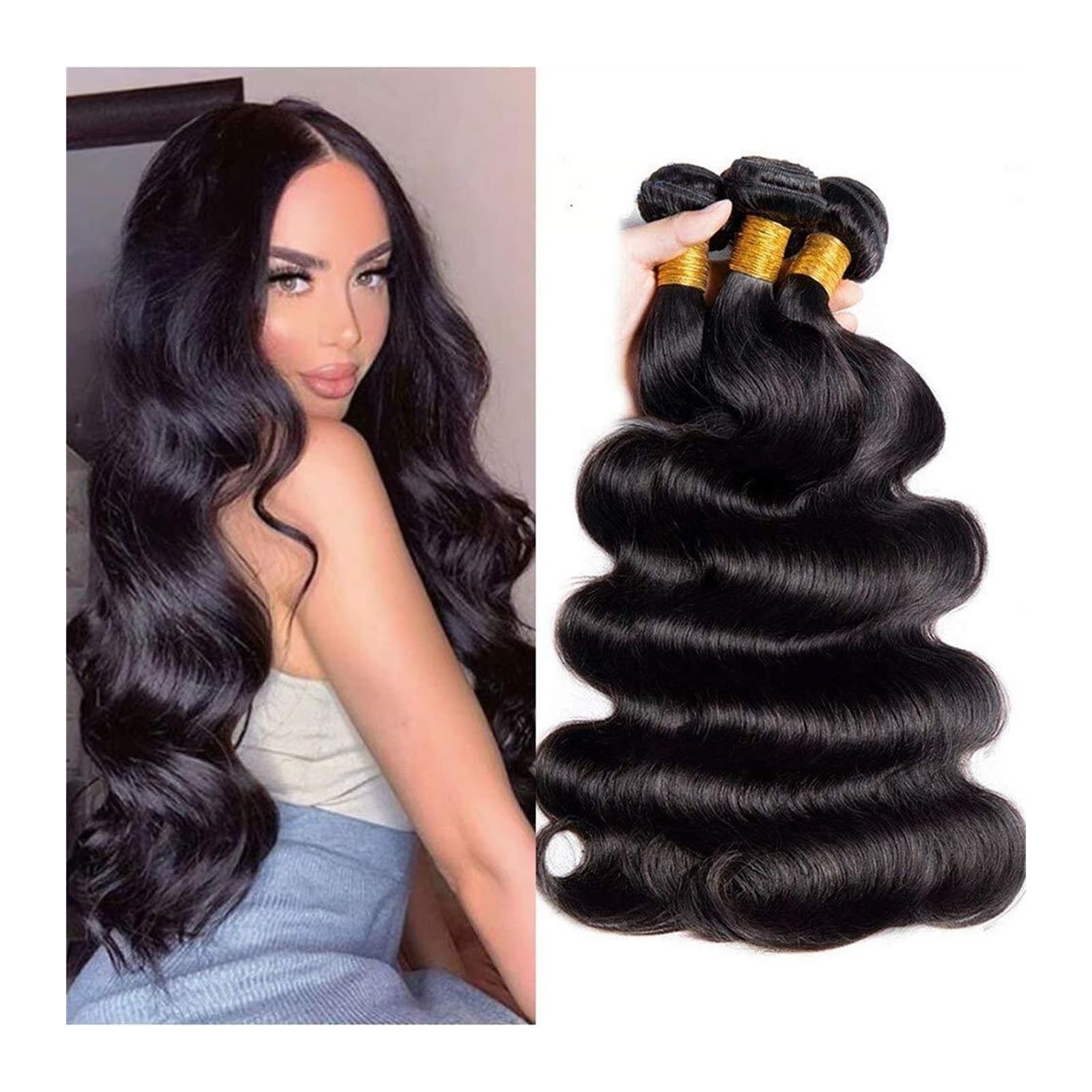 Human Hair Bundles Körper Welle Bundles Menschliches Haar Brasilianische Weben Natürliche Schwarz 1/3/4 Bundles Reines Haar Rohe Haar Extensions human hair weave(Size:20inches 1pc)