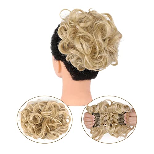 Bun Haarteile Kämme Clip-in-Pferdeschwanzverlängerungen for Frauen, unordentliches, lockiges Haar, Duttverlängerungen, synthetisches Hochsteckfrisur-Haarteil, Chignons, leicht dehnbares Haar Brötchen-