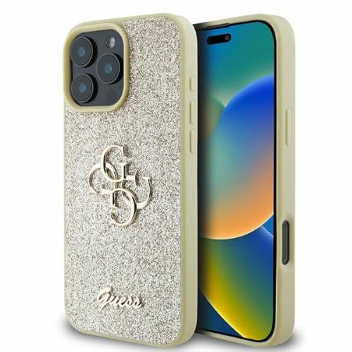 CG Mobile Guess GUHCP16XHG4SGD Hülle für iPhone 16 Pro Max 6.9" golden hardcase Fixed Glitter Big 4G