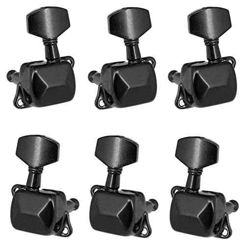 Gitarren Stimmwirbel 6 Teile Gitarre String Tuning Pegs Halbgeschlossene Tuning Maschine Maschinenköpfe Tuner Für E-Gitarre Akustikgitarre (Color : Black 3L and 3R)