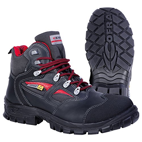 Cofra 13070-000.W40 SIGURTH S3 ESD SRC Sicherheitsstiefel, Schwarz/Rot, Größe 40