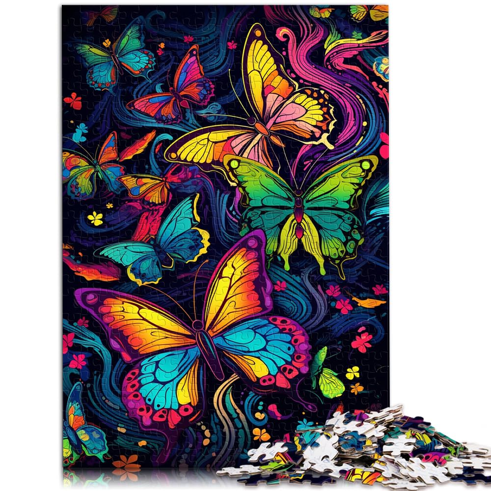 Puzzle mit psychedelischem, Buntem Schmetterling, 1000-teiliges Puzzle, Lernspiele, Holzpuzzle für anspruchsvolles Puzzlespiel und Familienspiel, 1000 Teile (50 x 75 cm)