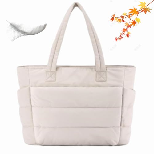 Leichte, bauschige Tragetasche für Damen, niedliche, leichte, bauschige Tragetasche mit Fächern, Schultertasche, Handtasche für Krankenschwestern, Reisen, Arbeit, beige, L, Reisetasche