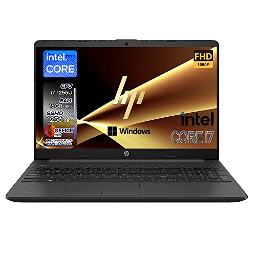 HP Notebook 250 G9, Notebook, Grau, Intel Core i7 12 Th Gen 4,7 GHz, RAM, 16 GB, SSD, 1256 GB, Full HD-Display, Win 11 Pro, Office Pro 2021, Computerbereit